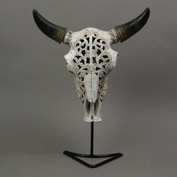 Western Steer Skull Wall Or Table Accent Lamp w/ Removable Metal Stand LED Bulb - Picture 4 of 9